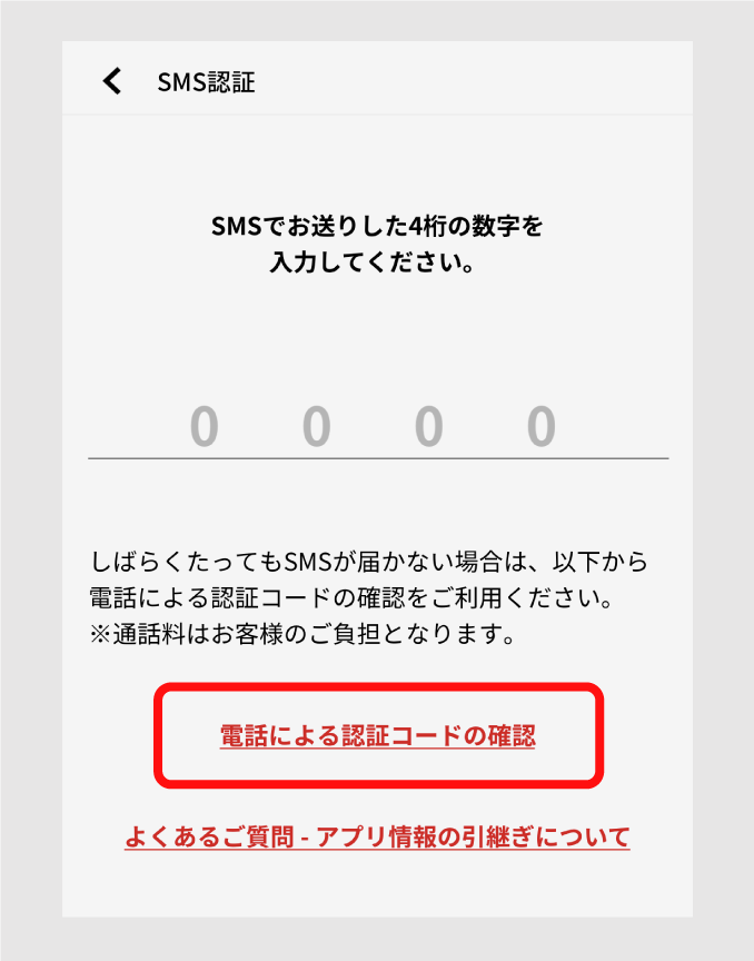 認証コード入力画面例